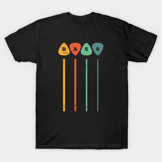 Bass Guitar Picks Bass Strings Retro Theme T-Shirt by nightsworthy